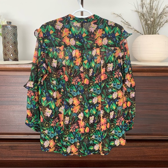 Ted Baker Carita Multi-Colour Floral Ruffle Sleeve Blouse, Size 12 - Picture 10 of 16